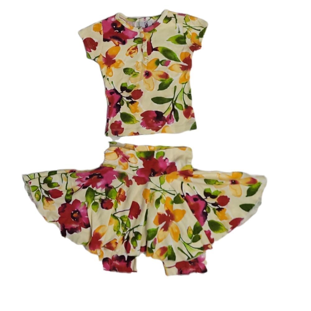 LAVENDER ALLEY two piece floral short sleeve top and skirt‎ skort set 24m/2T